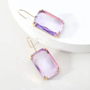 Anthropologie Purple and gold vintage inspired drop earrings